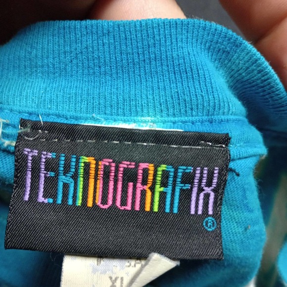 Vintage Tekno Grafix Shirt Adult XL Blue Tie Dye 90s Y2K Single‎ Stitch - Picture 8 of 10